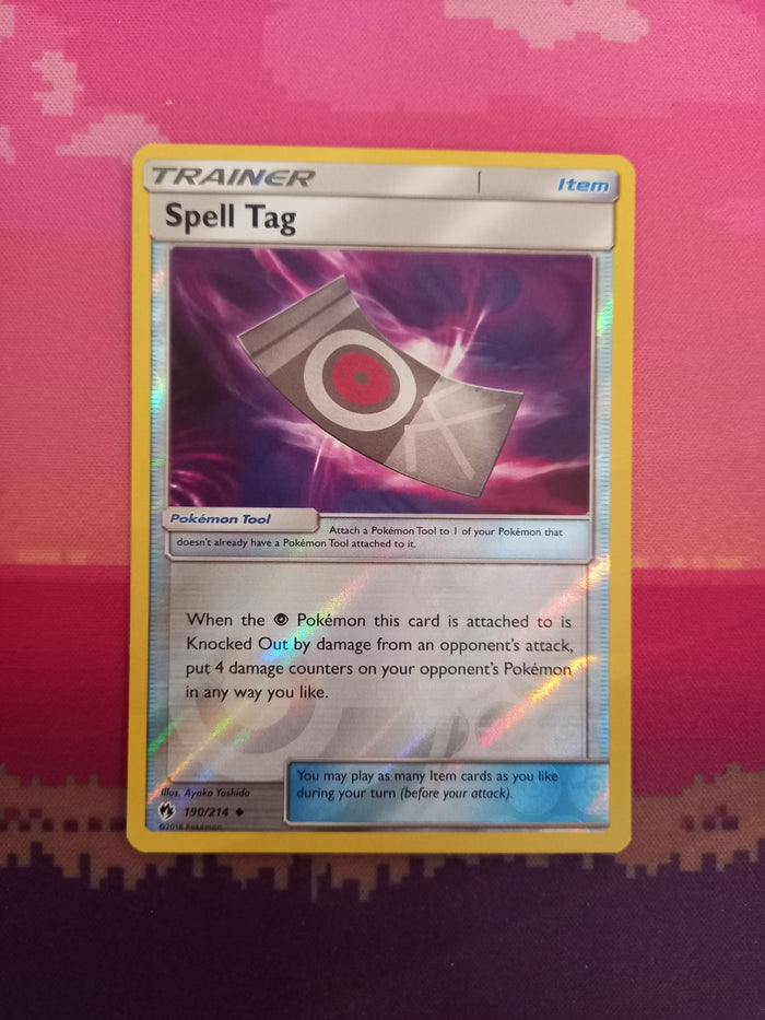 Pokemon Card Spell Tag Lost Thunder Reverse Holo 190/214 Near Mint