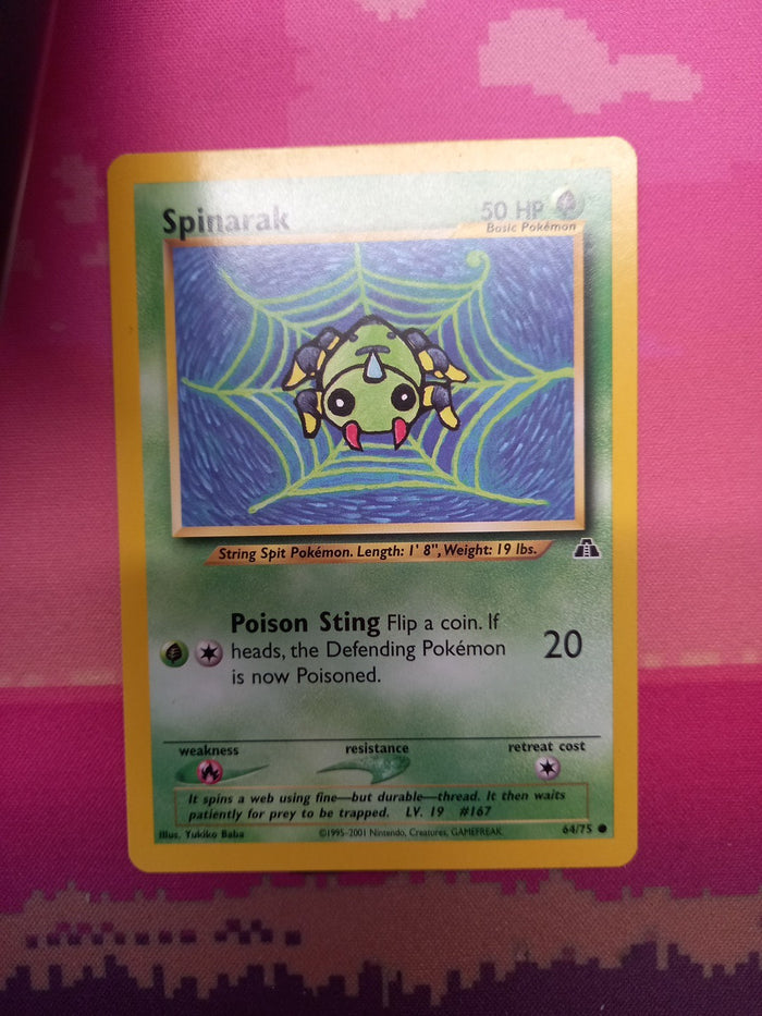 Pokemon Card Spinarak Neo Discovery Common 64/75 Near Mint