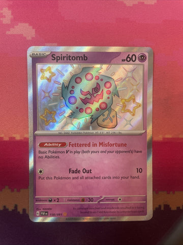 Pokemon Card Spiritomb 158/091 Shiny Paldean Fates Near Mint
