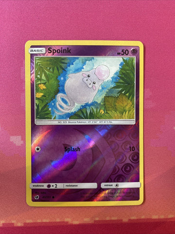 Pokemon Card Spoink Crimson Invasion Reverse Holo 41/111 Near Mint