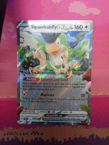 Pokemon Card Squawkabilly ex 075/091 Double Rare Paldean Fates Near Mint