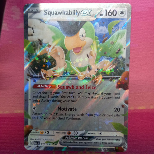 Pokemon Card Squawkabilly ex 075/091 Double Rare Paldean Fates Near Mint