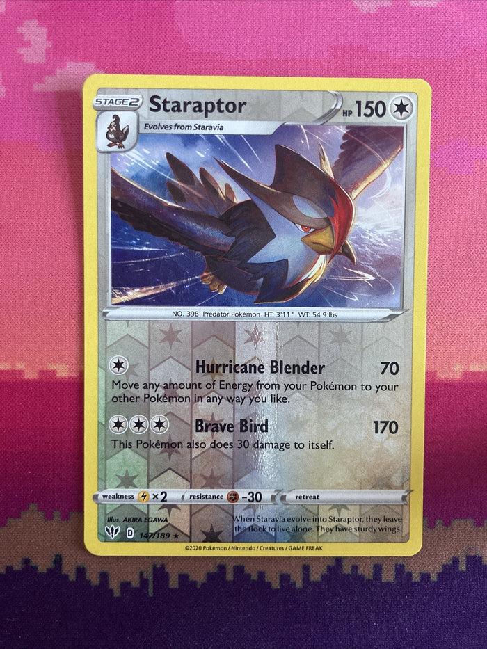 Pokemon Card Staraptor Darkness Ablaze Reverse Holo Rare 147/189 Near Mint