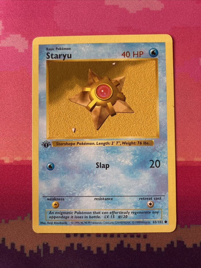 Pokemon Card Staryu Shadowless Base Set 1st Edition Common 65/102 Near Mint