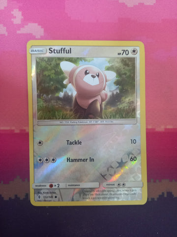 Pokemon card Stufful 112/145 Reverse Holo Guardians Rising Near Mint