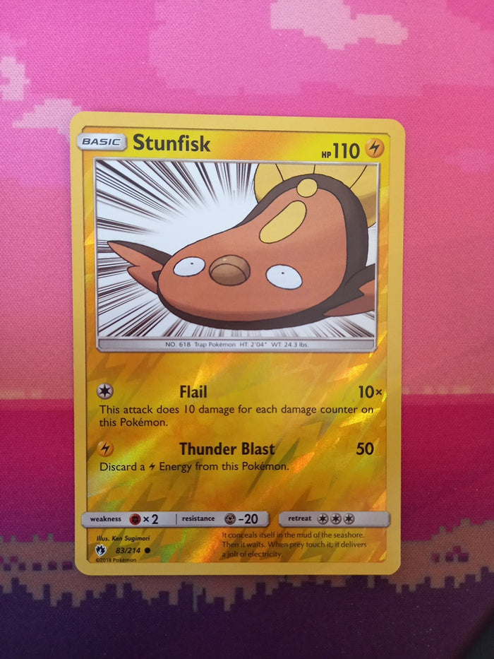 Pokemon Card Stunfisk Lost Thunder Reverse Holo 83/214 Near Mint