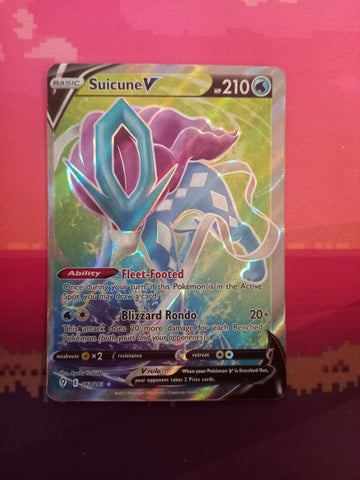Pokemon Card Suicune V 173/203 Off Center Evolving Skies Near Mint