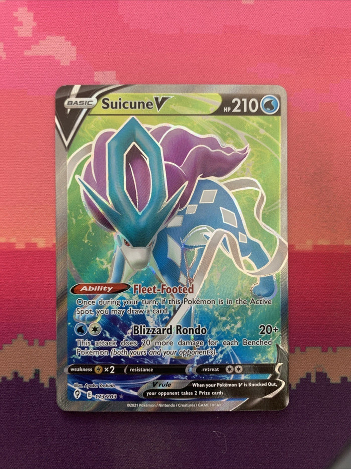Pokemon Card Suicune V 173/203 Ultra Rare Evolving Skies Near Mint