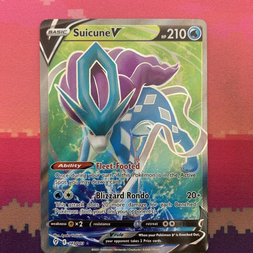 Pokemon Card Suicune V 173/203 Ultra Rare Evolving Skies Near Mint