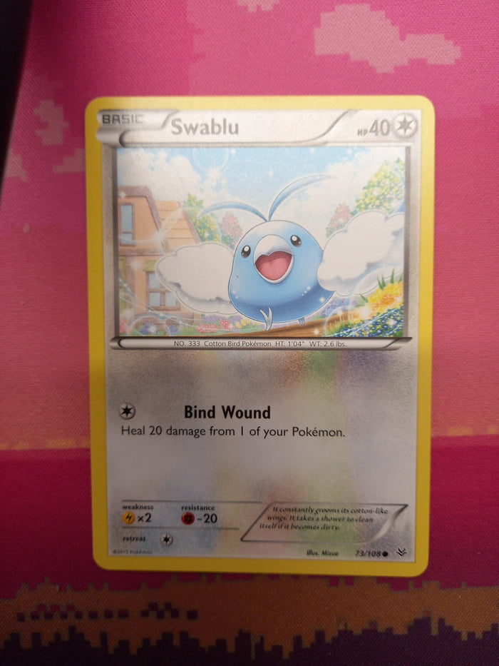 Pokemon Card Swablu Roaring Skies Common 73/108 Near Mint