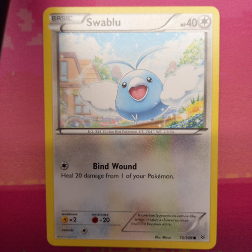 Pokemon Card Swablu Roaring Skies Common 73/108 Near Mint