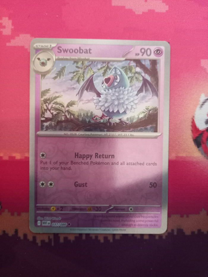 Pokemon Card Swoobat White Flare Reverse Holo FADED 037/086 Near Mint