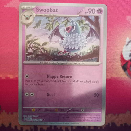 Pokemon Card Swoobat White Flare Reverse Holo FADED 037/086 Near Mint