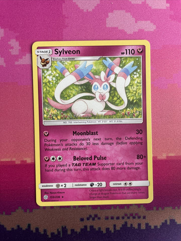 Pokemon Card Sylveon Cosmic Eclipse Rare 155/236 Near Mint