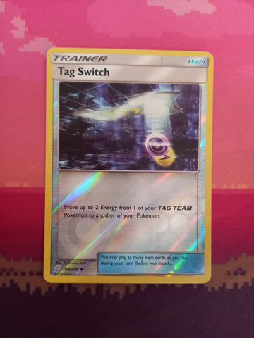 Pokemon Card Tag Switch Unified Minds Reverse Holo 209/236 Near Mint