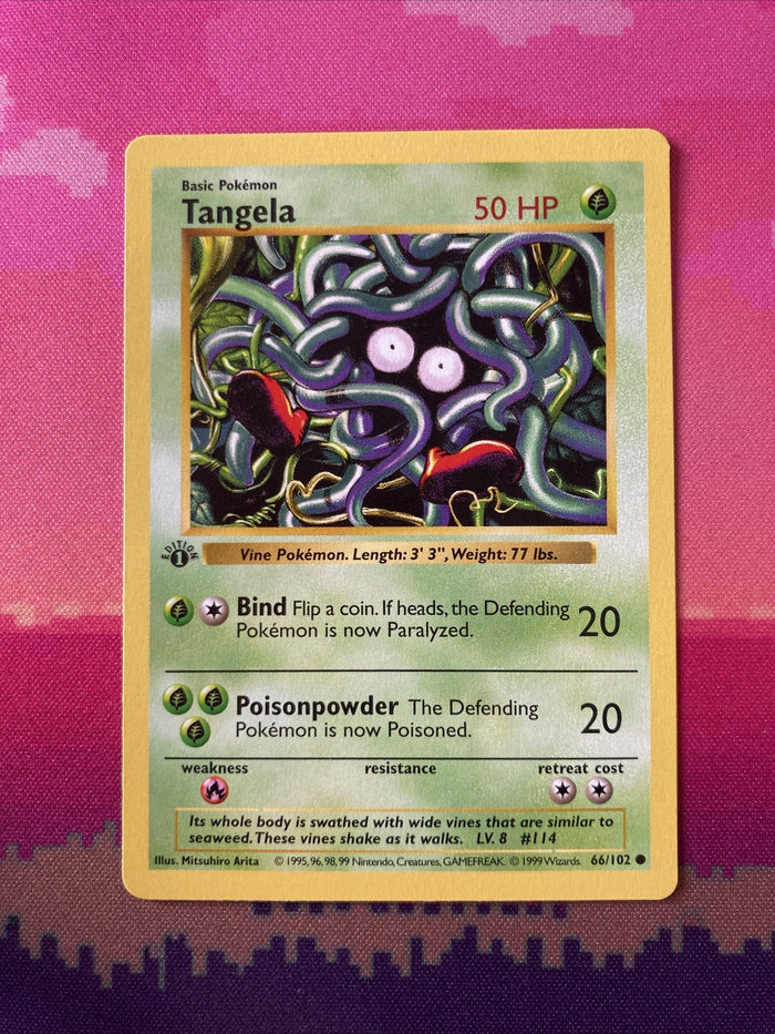 Pokemon Card Tangela Shadowless Base Set 1st Edition Common 66/102 Near Mint