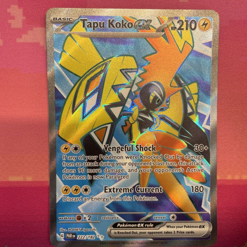 Pokemon Card Tapu Koko ex 222/182 Ultra Rare Paradox Rift Near Mint