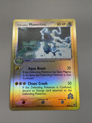 Pokemon Card Team Aqua's Manectric 29/95 Reverse Holo Magma vs Aqua Foil 2004 NM (back)