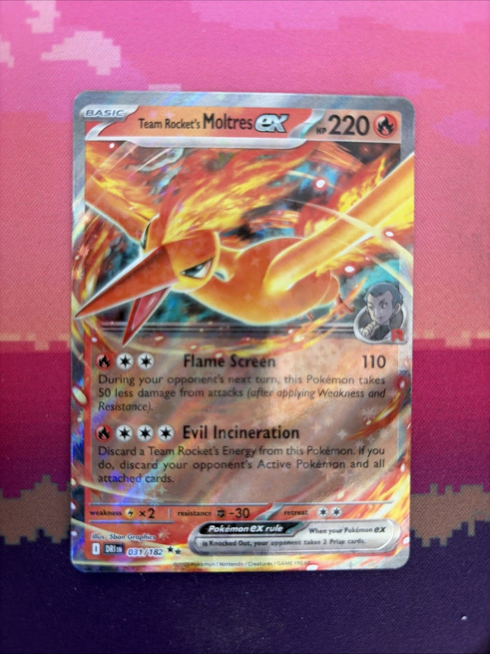 Pokemon Card Team Rocket's Moltres ex 031/182 Double Rare Destined Rivals NM