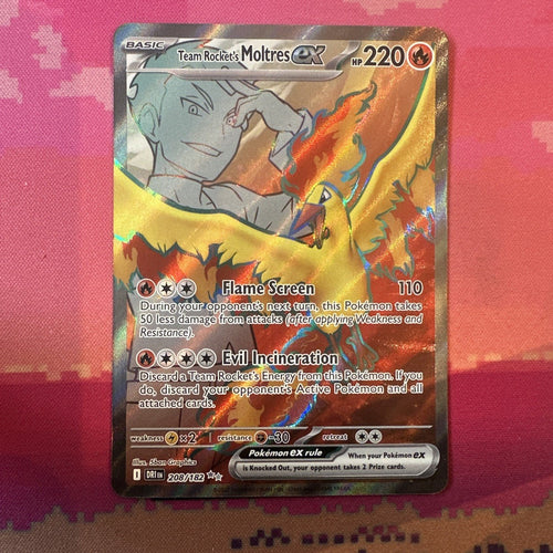 Pokemon Card Team Rocket's Moltres ex 208/182 Ultra Rare Destined Rivals NM