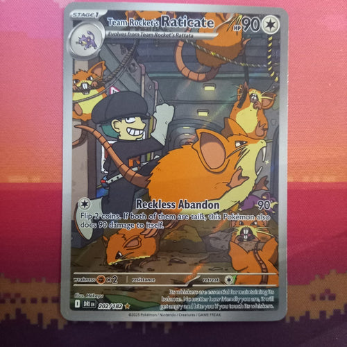 Pokemon Card Team Rocket's Raticate 202/182 Illustration Rare Near Mint