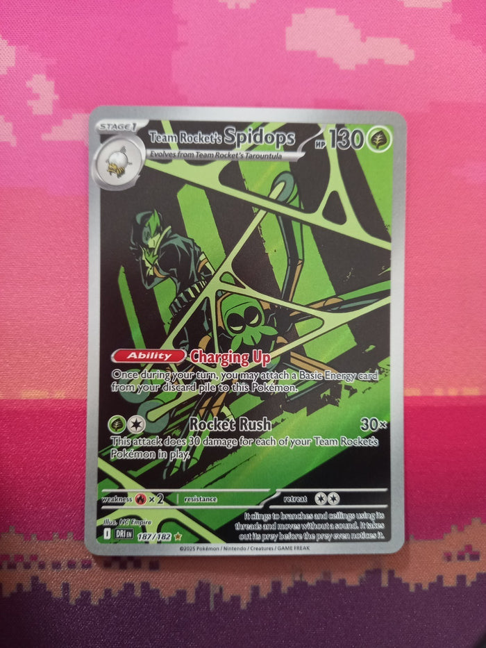 Pokemon Card Team Rocket's Spidops 187/182 Illustration Rare Destined Rivals NM
