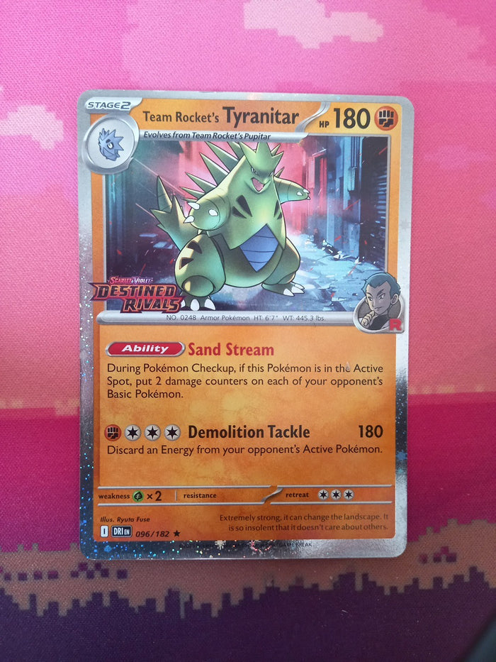 Pokemon Card Team Rocket's Tyranitar 096/182 Destined Rivals STAMPED Near Mint