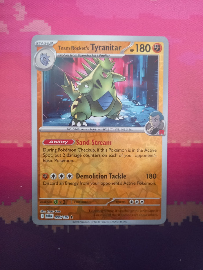 Pokemon Card Team Rocket's Tyranitar Destined Rivals Reverse Holo Rare 096/182