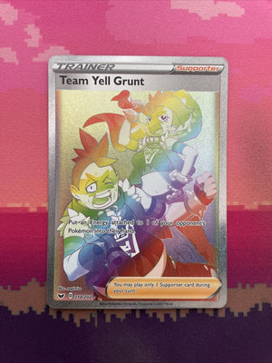 Pokemon Card Team Yell Grunt 210/202 Secret Rainbow Rare Sword & Shield NM