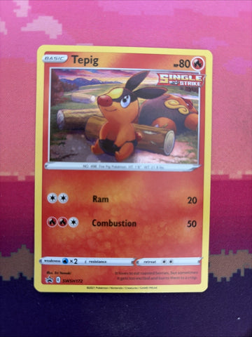 Pokemon Card Tepig SWSH172 Black Star Promo Cosmo Holo Near Mint