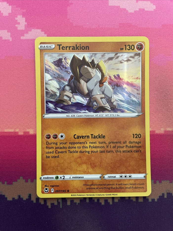Pokemon Card Terrakion Silver Tempest Holo Rare 097/195 Near Mint