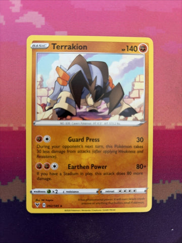 Pokemon Card Terrakion Vivid Voltage Rare 092/185 Near Mint
