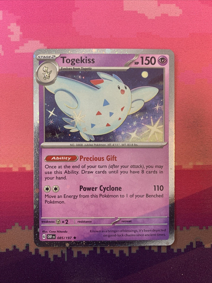Pokemon Card Togekiss Obsidian Flames Cosmo Holo Rare 085/197 Near Mint
