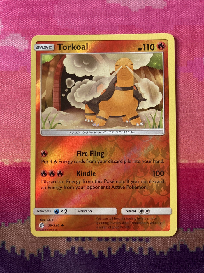 Pokemon Card Torkoal Cosmic Eclipse Reverse Holo 29/236 Near Mint