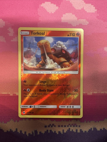 Pokemon Card Torkoal Sun & Moon Reverse Holo 23/149 Near Mint