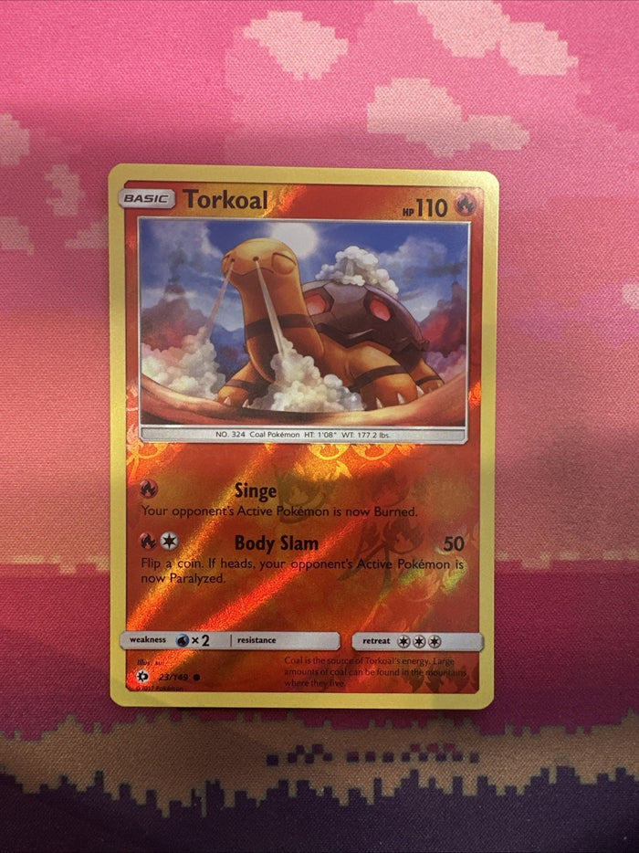 Pokemon Card Torkoal Sun & Moon Reverse Holo 23/149 Near Mint