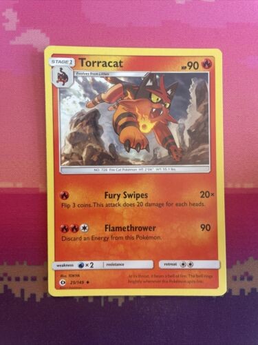 Pokemon Card Torracat Sun & Moon Uncommon 25/149 Near Mint