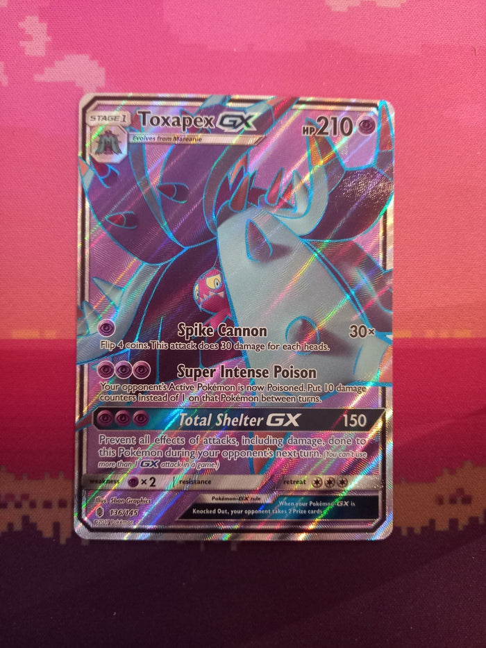 Pokemon Card Toxapex GX 136/145 Ultra Rare Guardians Rising Near Mint