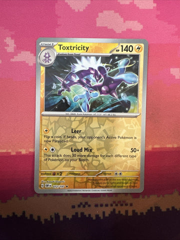 Pokemon Card Toxtricity Obsidian Flames Reverse Holo Rare 072/197 NM