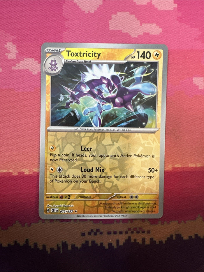 Pokemon Card Toxtricity Obsidian Flames Reverse Holo Rare 072/197 NM