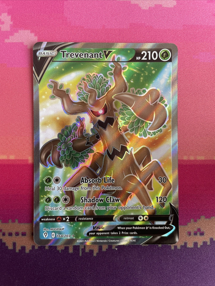 Pokemon Card Trevenant V 168/203 Ultra Rare Evolving Skies Near Mint