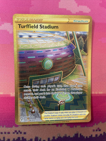 Pokemon Card Turrfield Stadium 234/203 Secret Rare Evolving Skies Near Mint
