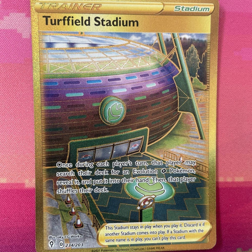 Pokemon Card Turrfield Stadium 234/203 Secret Rare Evolving Skies Near Mint