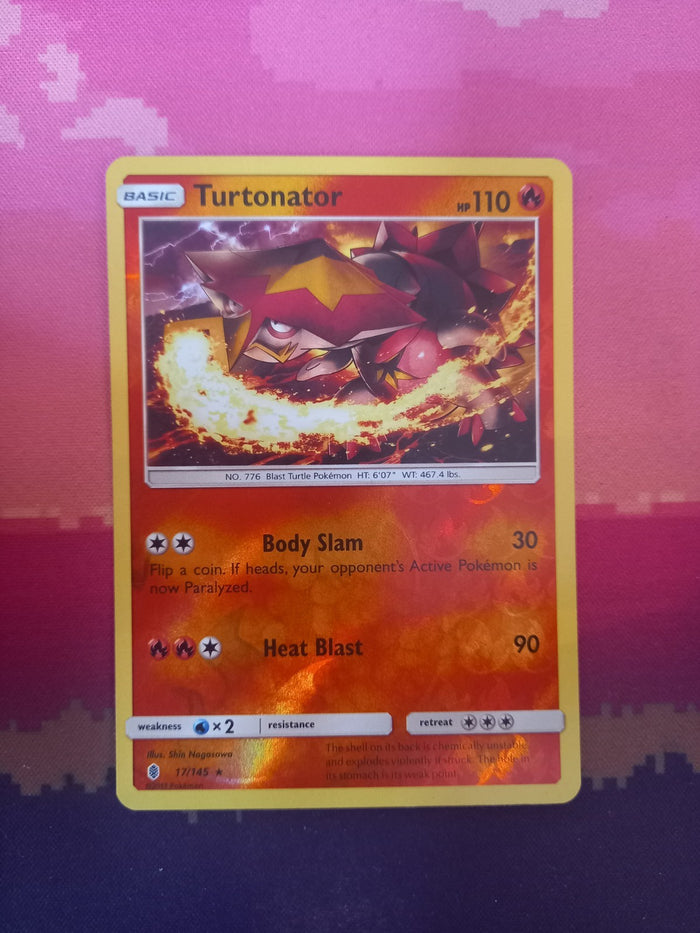 Pokemon card Turtonator 17/145 Reverse Holo Guardians Rising Near Mint