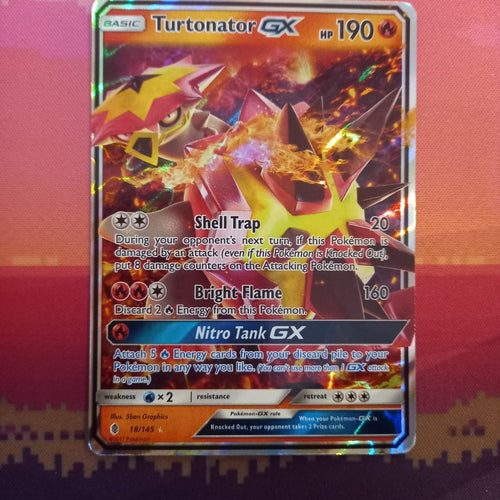 Pokemon Card Turtonator GX 18/145 Ultra Rare Guardians Rising Near Mint