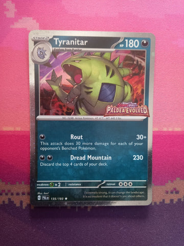 Pokemon Card Tyranitar Paldea Evolved STAMPED 135/193 Near Mint