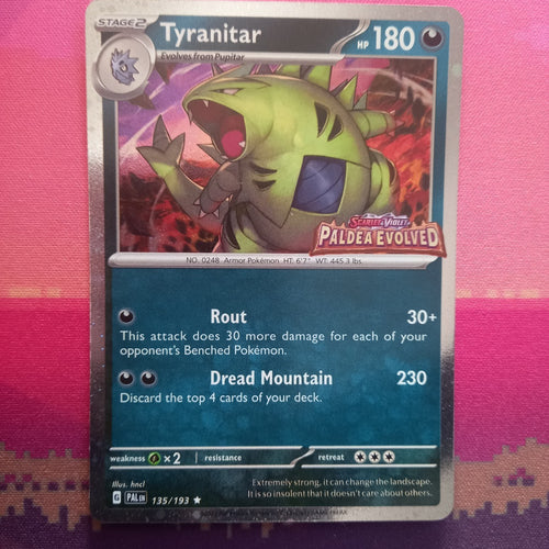 Pokemon Card Tyranitar Paldea Evolved STAMPED 135/193 Near Mint