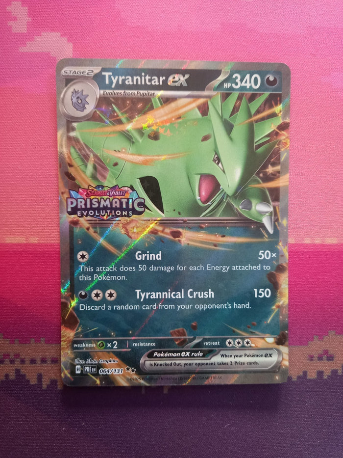 Pokemon Card Tyranitar Prismatic Evolutions STAMPED 064/131 Near Mint