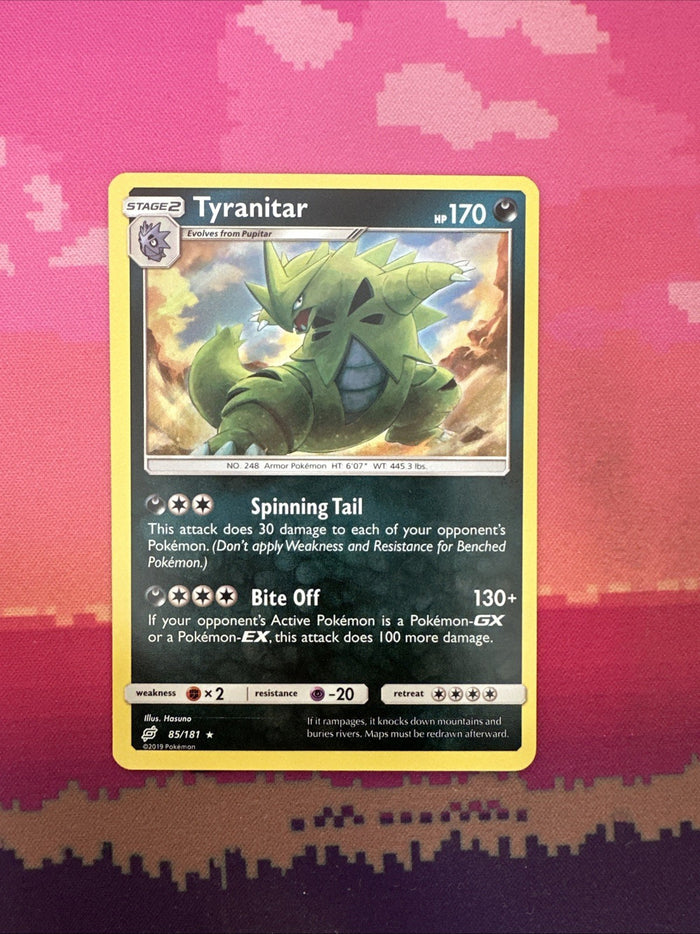 Pokemon Card Tyranitar Team Up Holo Rare 85/181 Near Mint