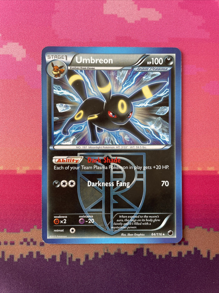 Pokemon Card Umbreon Plasma Freeze Non Holo Rare 64/116 Near Mint
